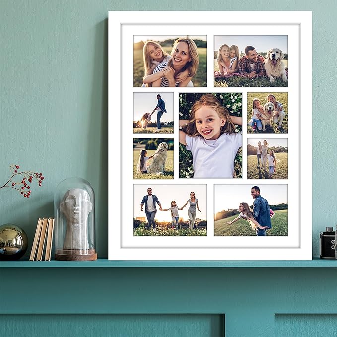 Americanflat 16x20 Collage Picture Frame with Polished Plexiglass - Multi Picture Frames Fit One 6x8, Four 5x7 and Four 4x4 Photos or Use as One 16x20 Frame - Signature Collection - White