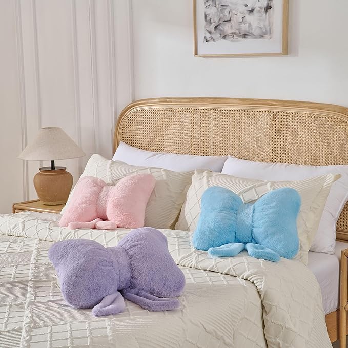Bow Pillow Throw Pillows Butterfly Shaped Decorative Cute Pillows for Bed Sofa Cute Home Decor,Blue 10 * 8inch