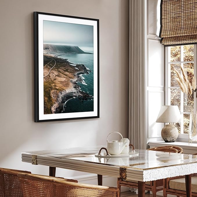 Americanflat 28x40 Poster Frame with Polished Plexiglass - Use as 24x36 Frame with Mat or Display 28x40 Photo Without Mat - Soho Collection - Deep Molding Picture Frames for Wall Display - Black