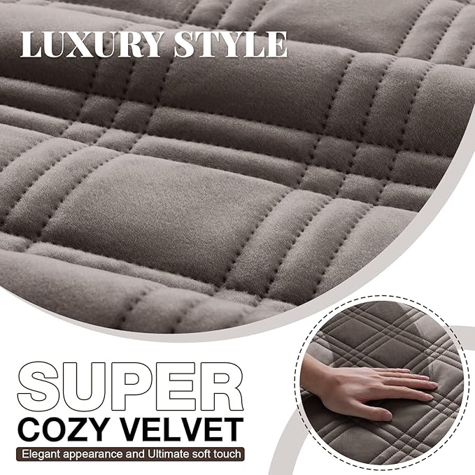 TAOCOCO 100% Waterproof Recliner Chair Cover, Velvet Recliner Covers for Recliner Chair with Pocket, Non Slip Reclining Chair Cover Furniture Protector for Kids, Pets(30'', Chocolate)