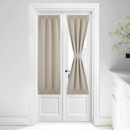 NICETOWN Natural Sidelight Door Window Curtains - Privacy French Curtains Thermal Insulate Window Covering for Patio Glass Front Door, 25 inch x 64 inch, 1 Panel