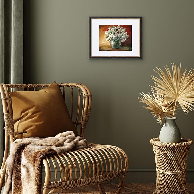 Americanflat Vintage Frames - 11x14 Picture Frame with Beaded Accents and Shatter-Resistant Glass - Use as 8x10 Frame or Display 11x14 Photos Without Mat - Heirloom Collection - Black Gold