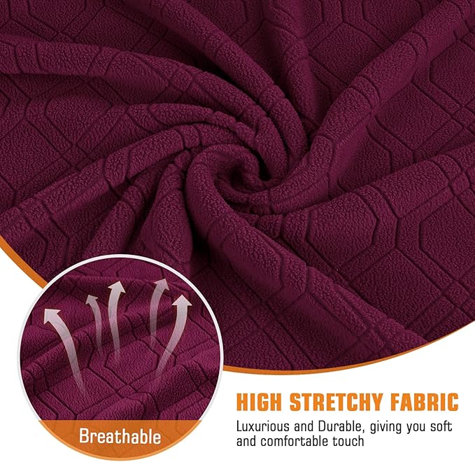 VANSOFY Recliner Chair Cover, 3-Pieces Stretch Recliner Covers for Recliner Chair Soft Reclining Chair Slipcover Furniture Protector for Dogs Cats(Burgundy)