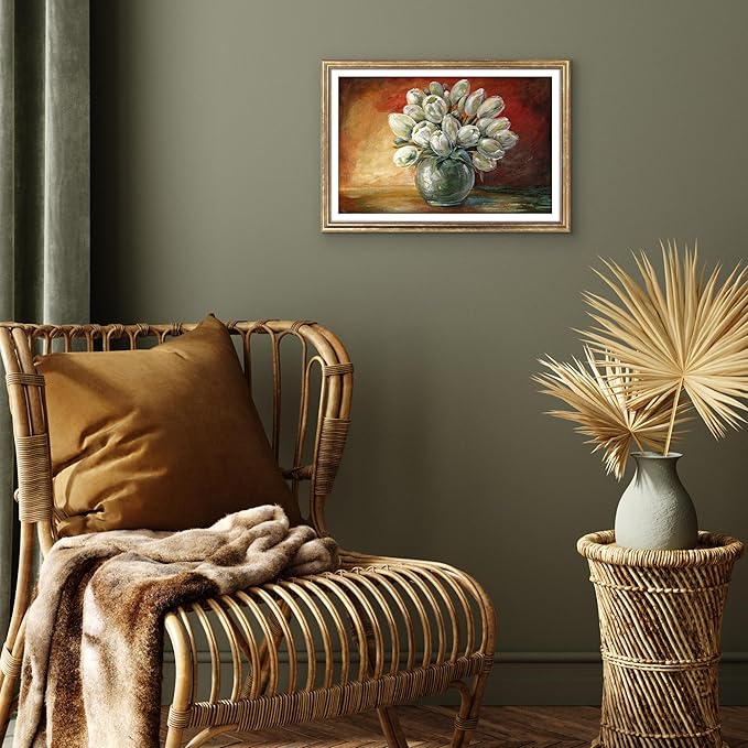 Americanflat Vintage Frames - 12x18 Poster Frame with Beaded Accents and Polished Plexiglass - Use as 11x17 Frame or Display 12x18 Photos Without Mat - Heirloom Collection - Wall Display - Gold