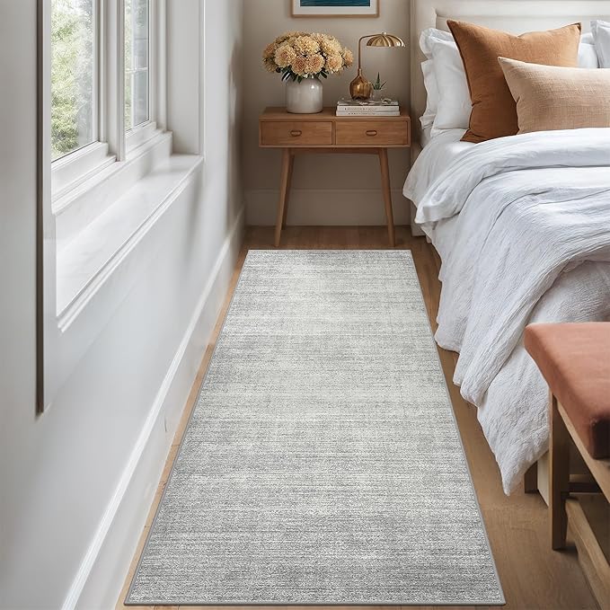 Art&Tuft Non-Slip Runner Rug - 3x5 Washable Rug Low-Pile 3x5 Rugs Runners, Soft Distressed Carpet Runner Rugs for Living Room Bedroom Bathroom Kitchen Laundry, Grey