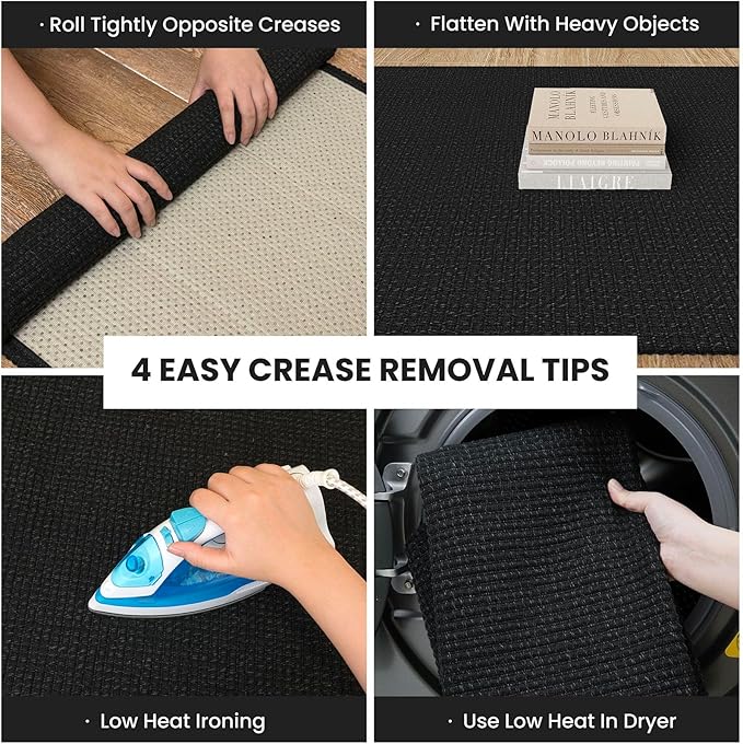 IOHOUZE Washable Exrea Long Hallway Runner Rug 3x16 Non Slip Rubber Backed Kitchen Runner Entryway Runner Indoor, Woven Rugs Floor Carpet for Kitchen Hall Entryway Stair, Black/Grey