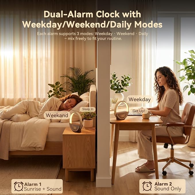 Vivilumens Sunrise Alarm Clock with Sound Machine & Night Light - Image 4