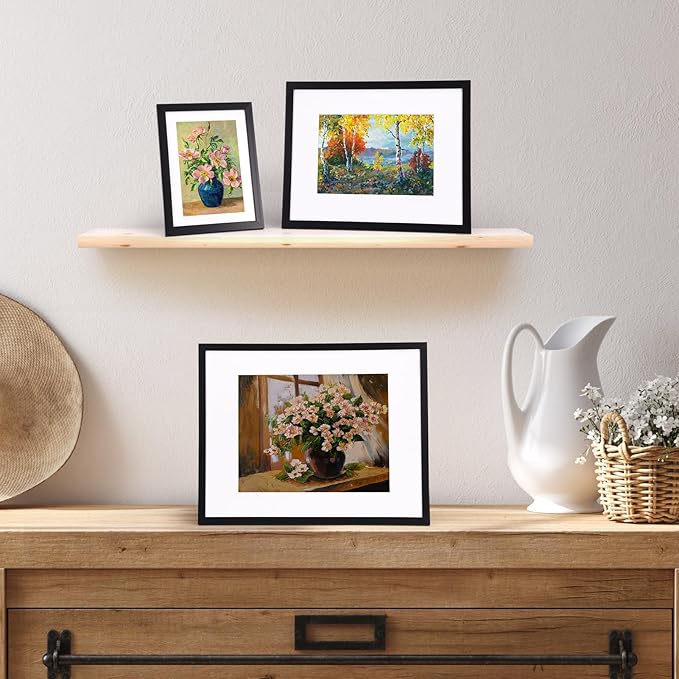 Giftgarden 14 Pack Black Picture Frames with Mat for Various Sizes Photos, Assorted Matted Frame Set Including Two 11x14, Six 8x10, Six 5x7, Gallery Frame Collage for Wall or Tabletop Display
