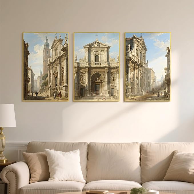 upsimples 24x36 Poster Frame Gold 3 Pack, Scratch-Proof Picture Frames 24 x 36 for Photo Gallery - Slide-In Strips, Horizontal or Vertical Wall Mounting