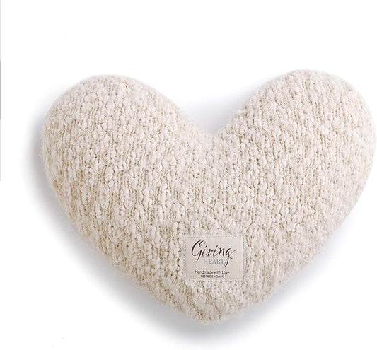 DEMDACO Giving Collection Cream Weighted Giving Heart - Weighted Heart Pillow for Bedding - Decorative Throw Pillow - Meaningful Gift Idea - Handmade - Luxurious, Soft & Cozy - 1.85 lbs