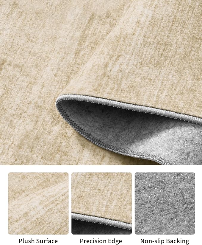 Art&Tuft Non-Slip Runner Rug - 2x10 Runner Rug Washable Low-Pile Rugs Runners, Soft Distressed Carpet Runner for Bedroom Bathroom Kitchen Laundry Living Room, Brown