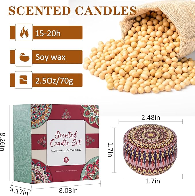 BXGRH Candle Gifts for Women, 18 Packs Aromatherapy Candles, Scented Candles Gift Set for Best Friend Gifts, Candles for Home Scented, Soy Wax Jar Candles, Retro Court Style - Exclusive for Nobles