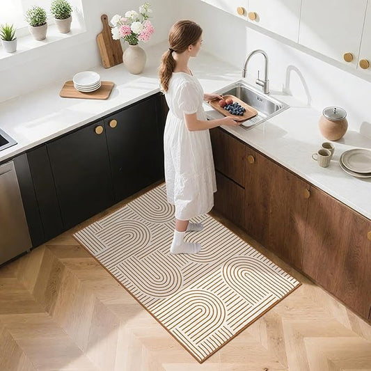 Washable Rug 2x3 Area Rugs for Entryway, Abstract Rug for Bedroom, Soft Rainbow Non Slip Small Area Rug with Rubber Back, Low Pile Stain Resistant Boho Geometric Carpet for Dining Room, Orange