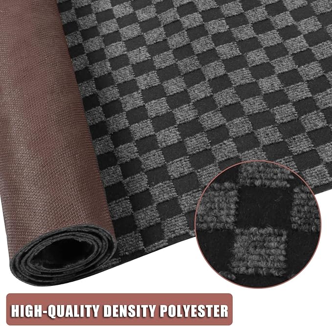 Runner Rug 3 ft x 63 ft Carpet Runners, Indoor/Outdoor Hallway Kitchen Entryway Bedroom Area Rugs with Non-Slip Rubber Backing, Garage mat, Checkered Black, Custom
