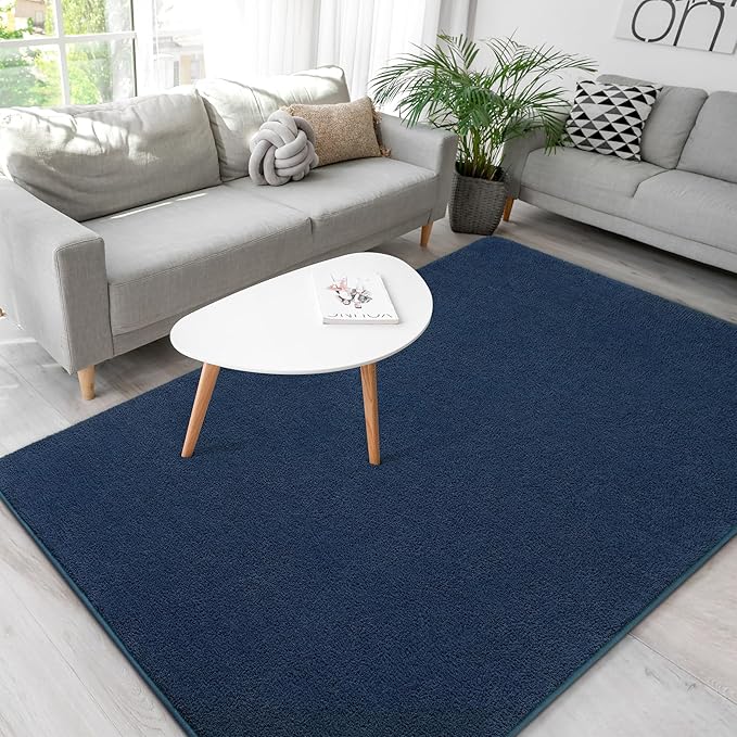 Soft Rugs for Living Room 4x6 Navy Blue, Minimalist Area Rug for Bedroom Nursery Dining Table Dorm, Throw Rugs for Men Boys Girls Kids Room Indoor Floor Carpets
