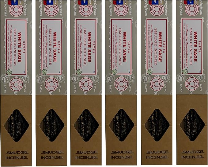 Satya Smudge Incense Stick ?€? Hand-Rolled Indian Masala Incense for Meditation, Yoga & Spiritual Cleansing Pack of 6 (Smudge White Sage)