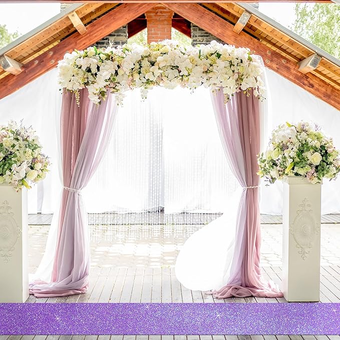 Tatuo Carpet Runner 2.46 x 30 ft Runway Rug 55 GSM Thickness with Carpet Tape for Prom Graduation Wedding Outdoor Indoor Hallway Movie Party Decoration Rug(2.46 x 30 Feet,Glitter Purple)