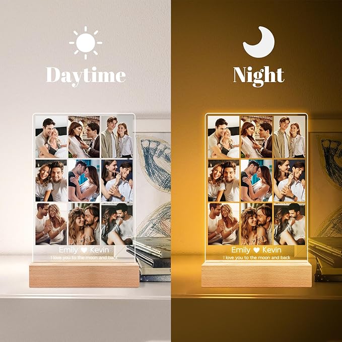 Personalized Picture Frame with Photos, Custom Picture Frames, Personalized Photo Frame, Customized Anniversary Birthday Gifts for Women Men Her Him Girlfriend Boyfriend Couples