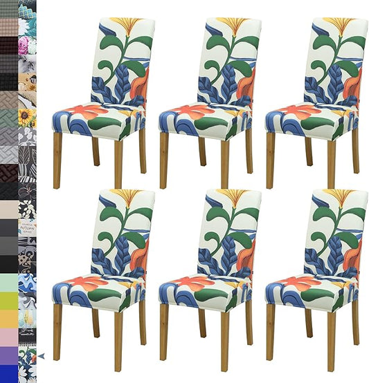 BIETYONE Chair Covers,Dining Room Chair Covers Set of 6,Stretch Kitchen Chair Cover,Washable Dining Chair Cover,Parsons Chair Slipcovers Protective,for Home,Restaurant,Banquet