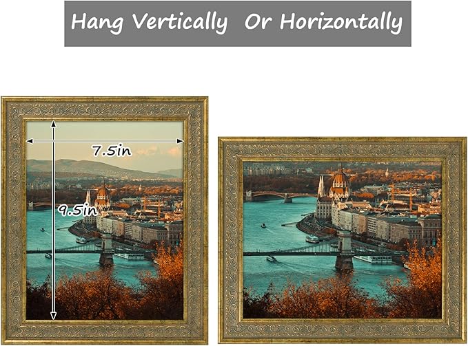 Golden State Art, 8X10 Ornate Finish Photo Frame, Distressed Gold Color, Real Glass