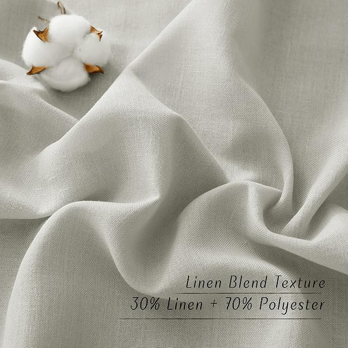 NICETOWN Linen Flax Semi Sheer Curtains 92" Length, Grommet Window Treatments Privacy Added with Light Penetration Vertical Drapes for Loft/Home Office, Gray, W55 x L92, 2 Panels