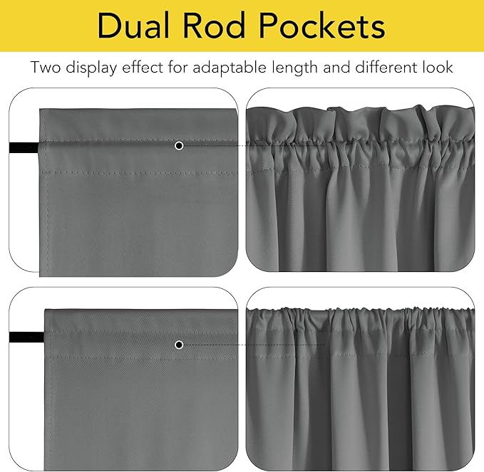 NICETOWN Door Curtain for Window, 100% Blackout Privacy French Front Door Shade Thermal Insulated Window Covering for Kitchen Living Room Bedroom, 1 Panel, Grey, 25" W x 72" L