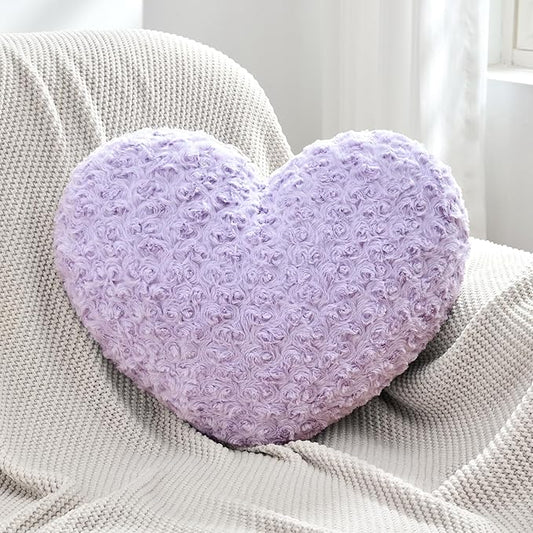 Heart Pillow Purple Throw Pillows, Soft Fluffy Decorative Pillows for Bed Couch Chair, Cute Heart Shaped Room Decor Gifts for Valentine Anniversary Birthday Mothers Christmas (Medium, 20"x15")