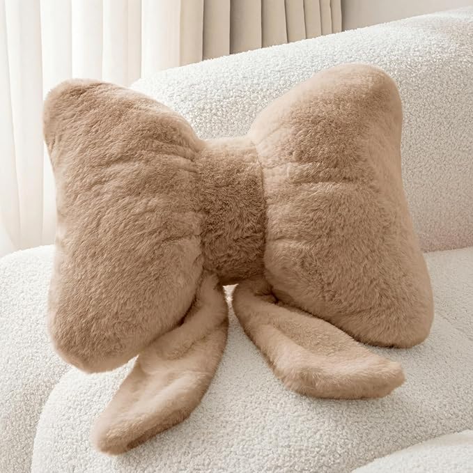 Bow Pillow Throw Pillows Butterfly Shaped Decorative Cute Pillows for Bed Sofa Cute Home Decorr,Coffee 10 * 8inch