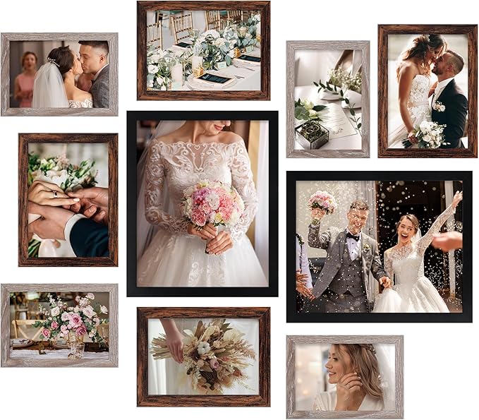 Fixwal Picture Frames, 10 Pack Collage Picture Frame Set for Wall Decor, Hanging or Tabletop Display Multi Sizes Photo Gallery Wall Frames Set Including 8x10, 5x7, 4x6, Multicolor