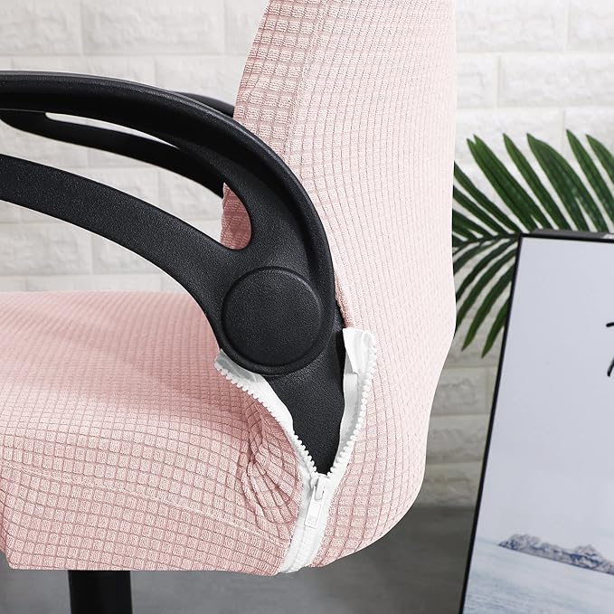 FORCHEER Ergonomic Office Chair Covers Set with Headrest Cover Water Repellent Managerial Chair Cover for Office Executive Chair，Pink