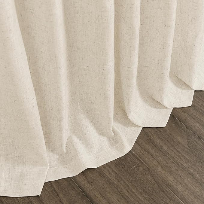Nanspring 102 Inch Long Curtains for Living Room Birch Beige Linen Light Filtering Semi Sheer Curtain Back Tab Modern Farmhouse Decor Floor to Ceiling Coastal Drapes for Bedroom 52x102, 2 Panels