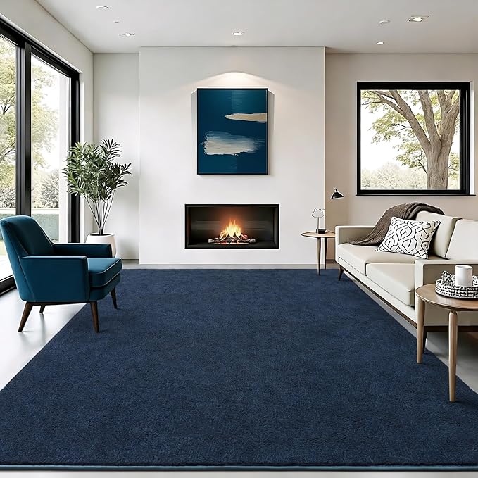 Soft Rugs for Living Room 5x7 Navy Blue, Minimalist Area Rug for Bedroom Nursery Dining Table Dorm, Throw Rugs for Men Boys Girls Kids Room Indoor Floor Carpets