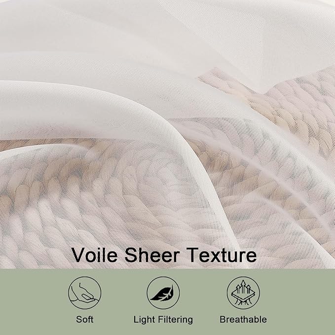 OWENIE Ivory Sheer Curtains 78 Inches Long 2 Panels Set, Ivory Sheer Curtain for Living Room Bedroom, Modern Voile Filmy Rod Pocket Curtains & Drapes, 2 Pcs, Each 59 W x 78L Inch