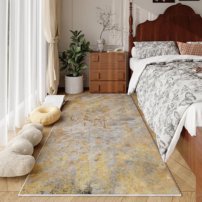 Beige Gold Rug Runners for Hallways Kitchen Non Slip Washable 2x6 Entryway Runner Rugs with Rubber Backing 6ft Long Carpet Runner for Laundry Room Bedroom, Low Pile Stain & Fade Resistant