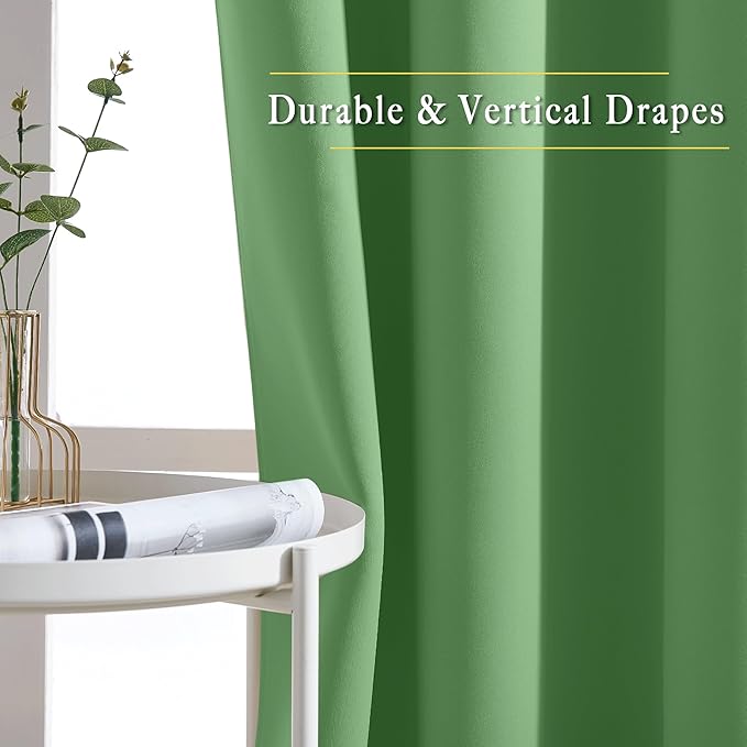 NICETOWN Blackout Forest Green Curtains for Living Room - Solid Thermal Insulated Sound Reducing Grommet Room Darkening Curtains & Drapes for Bedroom/Children Room (2 Panels, W66 x L84)
