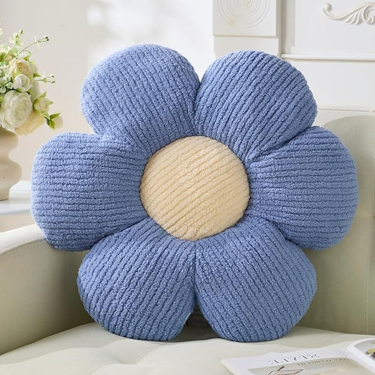 Flower Pillow, Blue Throw Pillows 19.6" Cute Daisy Decorative Pillow Cushion Seating Home Decorative for Bed, Sofa, Couch