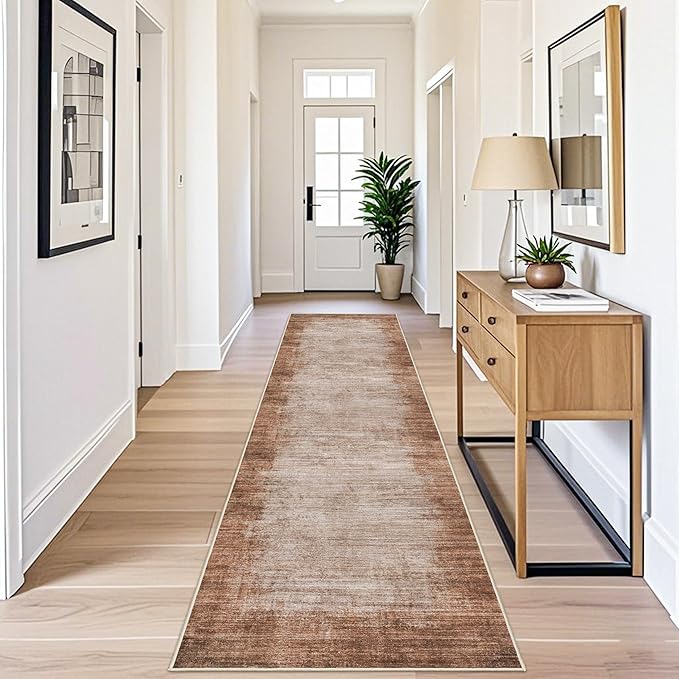 3x10 ft Hallway Runner Rug – Non-Slip Washable Solid Long Carpet Runner for Kitchen, Indoor Entryway & Bathroom, Modern Neutral Low Pile Wide Floor Mat (Warm Taupe,3x10)