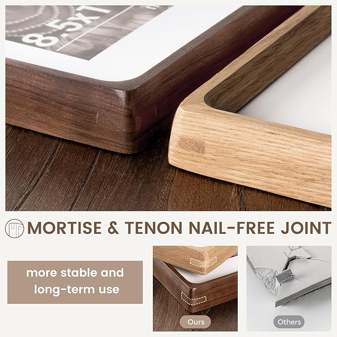 16 x 20 Picture Frame, USA-Sourced Oak Wood Photo Frames with HD Tempered Glass, Handcrafted Rounded Corner 16x20 Wooden Frames Matted to 11x14 Photos, Horizontal or Vertical Wall Display