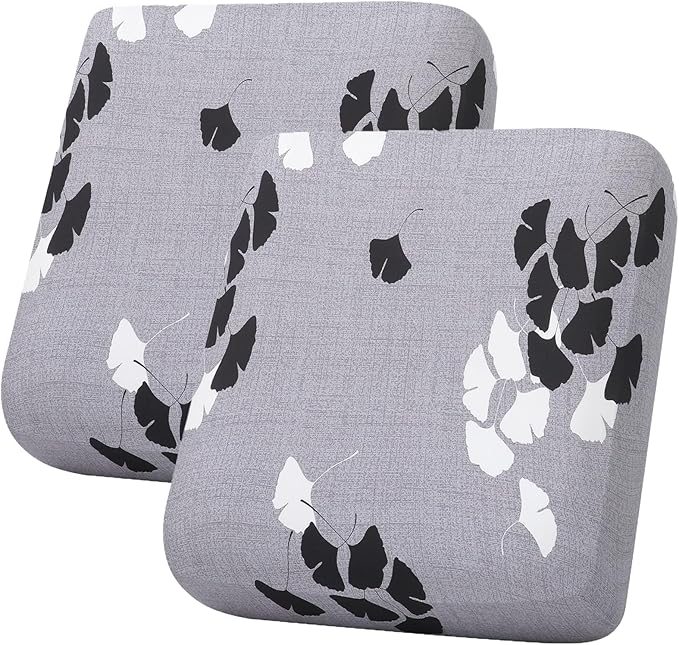 hyha Printed Couch Cushion Covers, Floral Sofa Covers Washable for 2 Cushion Couch, Stretch Pattern Outdoor Cushion Covers for Patio Furniture with Elastic Bottom(2 Packs, Maple Leaf)