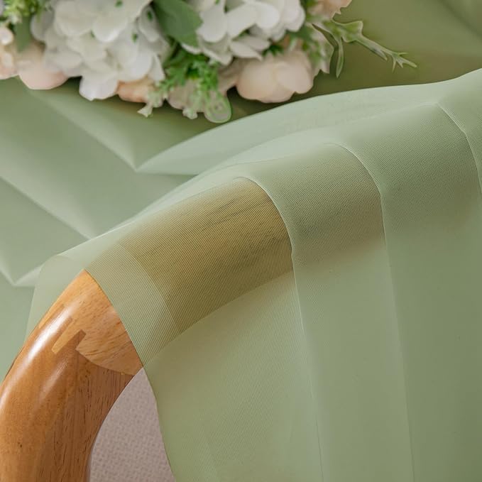 OWENIE Sheer Curtains 78 inches Long 2 Panels Set for Bedroom Living Room, Soft Solid Living Room Rod Pocket Light Filtering Curtains, 2 Pcs Each 42?€? W x 78" L, Light Green