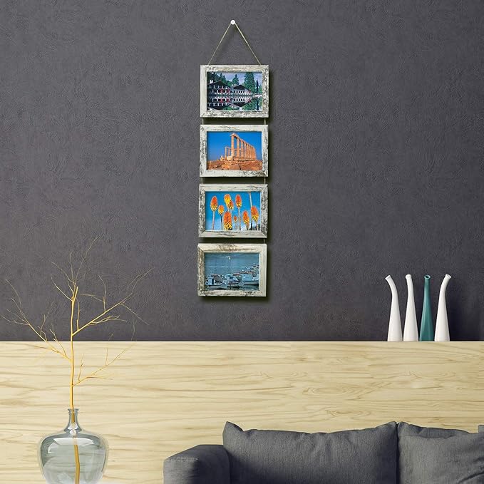 SESEAT Wall Hanging 5x7 Picture Frames Collage with Distressed White Frames,2 Packs