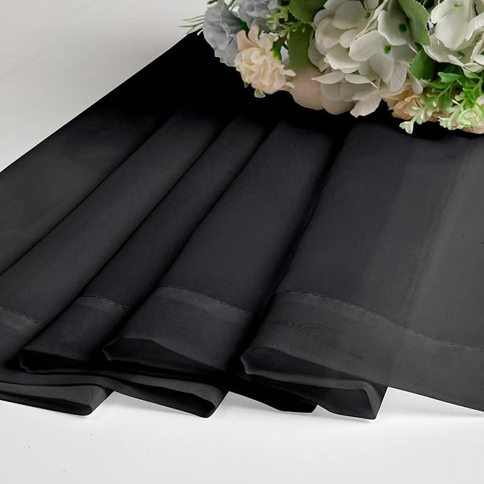 Lecloud Black Sheer Valance for Windows 14 Inch Length 2 Pieces, Light Reducing Voile Short Curtains for Living Room Bedroom, Dual Rod Pocket Window Small Valances for Kitchen Bathroom, 40" W x 14" L