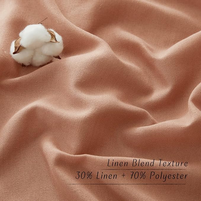 NICETOWN Terracotta Linen Doorway Curtains 80 inches Long, Grommet Thick Linen Weave Semi Sheer Window Treatments Privacy Assured with Light Filtering for Bedroom/Side Door, W34 x L80