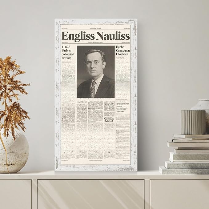 11x22 Newspaper Frame 2 Packs, Real Glass and Distressed White Wood Frame, Display Panoramic 11 x 22 Magazine Frames - Horizontal or Vertical Wall Mounting