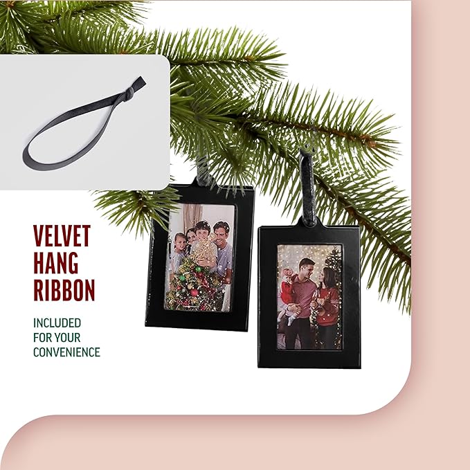 Klikel Hanging Picture Frame Ornaments - Set of 8 2x3 Black Hanging Photo Frame