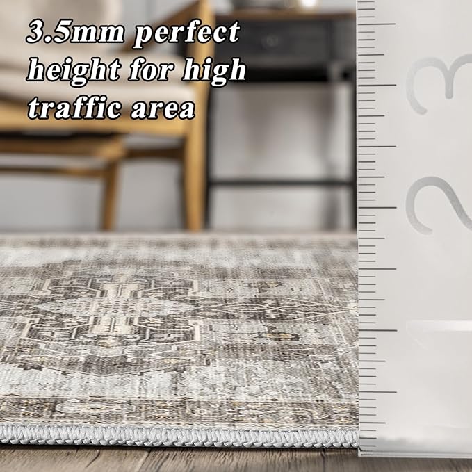 RUUGME Washable 8x10 Area Rugs - Large Rugs for Living Room Stain Resistant Carpet Vintage Rugs for Bedroom with Non Slip Backing Home Decor Floor Decoration Mat (8x10 Grey)