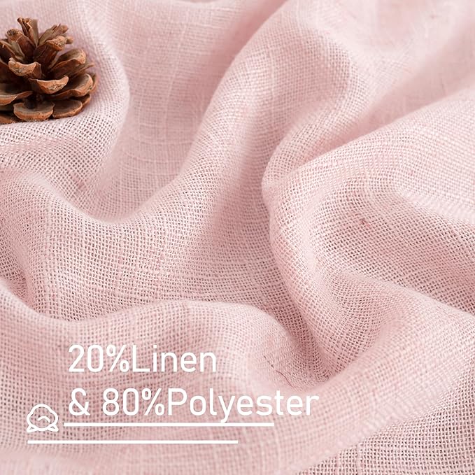 LAMIT Pink Linen Curtains 45 Inch Length 2 Panels, Light Filtering Panels Back Tab and Rod Pocket Country Decor Drapes for Kitchen/Window/Loft Room/Bedroom, 34 x 45 Inch