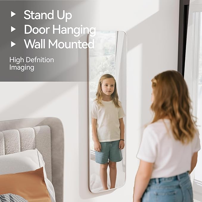 SCWF-GZ 47x14 Mirror Rectangle Full Body Length Door Hanging Wall Mounted Aluminum Alloy Metal Frame Dressing Make-up Mirrors for Entryway Bedroom Bathroom Living Room 47 14 inch Silver