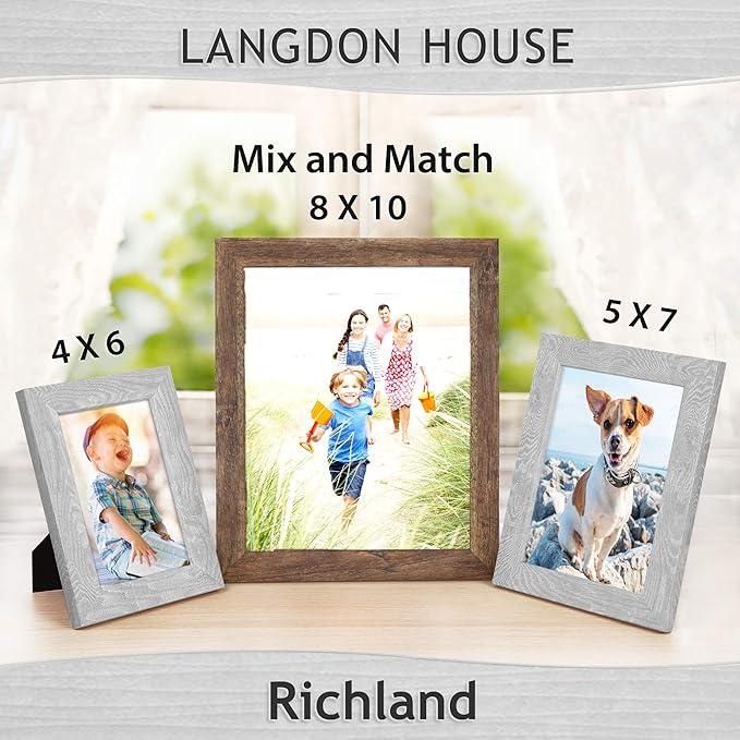 Langdon House 8x10 Picture Frames (Rustic Brown, 6 Pack) Traditional Wood-Like Photo Frames for Any Décor Style, Richland Collection