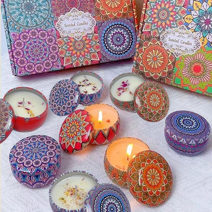 Scented Candles Gift Set, 4 Pack Aromatherapy Candle for Home, Lavender Candle Birthday Gifts for Women, Long Lasting Soy Wax, Mom Bath Spa Meditation Christmas Gifts Candles (4PCS)